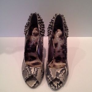 Sam Edelman 8.5 Lorissa Grey Python Studs Peep Toe